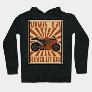 Motorcycle Retro Woodblock Biker Cyclist Hoodie